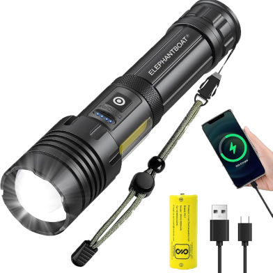 Super Power With Power Bank Usb Rechargeable Emergency Led Torch Light image