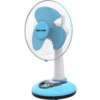 Super Star Rechargeable Table Fan Blue 12Inch image