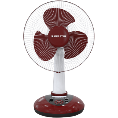 Super Star Rechargeable Table Fan Red 12Inch image