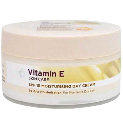 Superdrug Skincare Vitamin E SPF15 Day Cream 100ml For Normal to Dry Skin (Made in UK) image