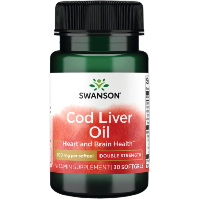 Swanson Cod Liver Oil-Double Strength 700mg 30 Softgels image