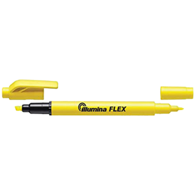 TAIWAN Twin Tip Illumina Flex Highlighter Flexible Chiset and Fine Tip - Yellow image