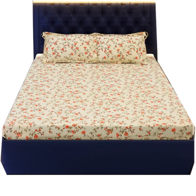 TEX Cotton Multi-Color Double King Size Flat Bed Sheet Set 7.5 x 8.5 Feet With Two Pillow Covers image