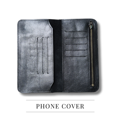 THE MEN's CODE Black Leather Long Wallet Phone Cover For Men/Women - MWP001 Slide 2