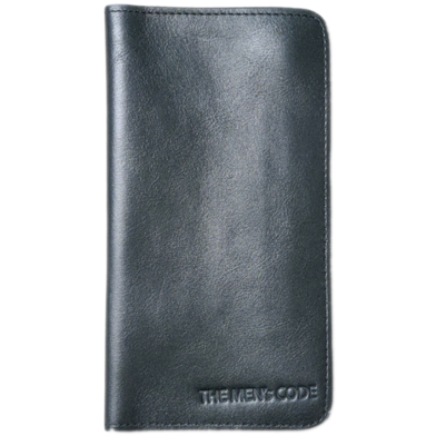 THE MEN's CODE Black Leather Long Wallet Phone Cover For Men/Women image