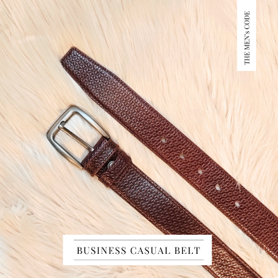 THE MEN's CODE Chocolate Color Dice Leather Casual Belt For Men | MBD007 image