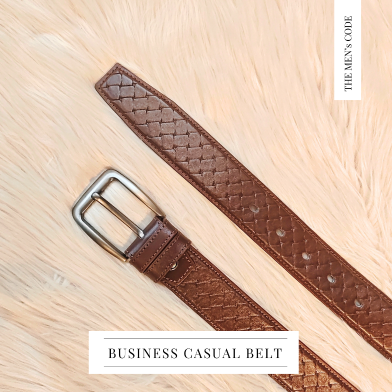 THE MEN's CODE Chocolate Color Dice Leather Casual Belt For Men | MBD005 image