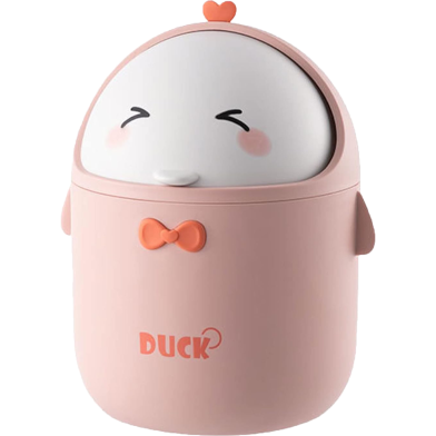 TOGHPUW Table Waste Bin with Lid – Cute Cartoon Small Garbage Bin and Storage Box for Office Desk, Work Table and Kids Room (Pink) image