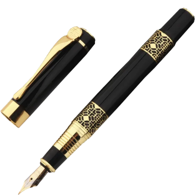 Black Fountain Pen With Box and Ink image