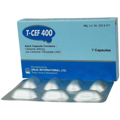 T-Cef 400mg Capsule 7's Strip image