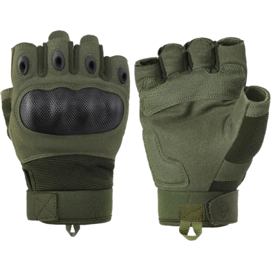 Tactical Half Finger Military Combat Gloves For Motorcycle With Anti-Slip Palm Pad For Hunting, Camping, Outdoor Hiking, Training - 1 Pair (Imported) image