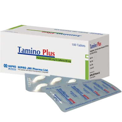 Tamino Plus 500 mg plus 65 mg Tablet 10's Strip image
