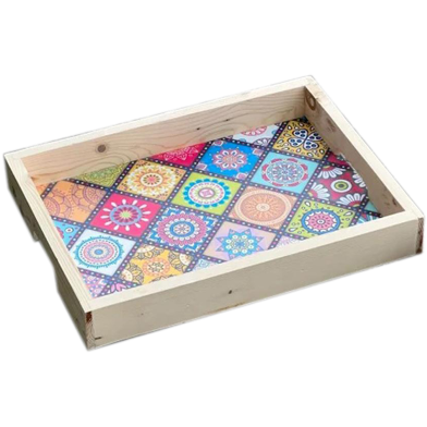 Tea Time with Mandela Wooden Tea Tray - Crafted from pinewood plywood and laminated for a durable and stylish serving accessory. image