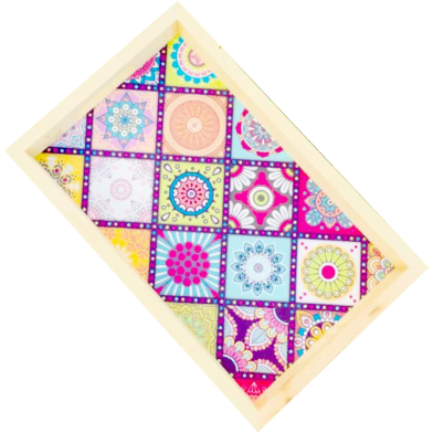 Tea Time with Mandela Wooden Tea Tray - Crafted from pinewood plywood and laminated for a durable and stylish serving accessory. image