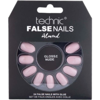 Technic Almond 24 False Nails With Glue - Gloss Nude image