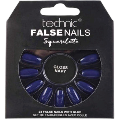 Technic Squareletto 24 False Nails With Glue - Gloss Navy image