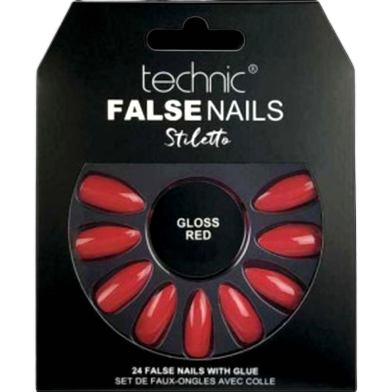 Technic Stiletto 24 False Nails With Glue - Gloss Red image