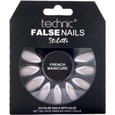 Technic Stiletto 24 False Nails With Glue - French Manicure image