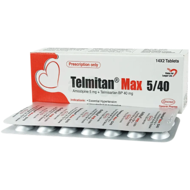 Telmitan Max 5 mg Plus 40 mg Tablet – 14's Strip image
