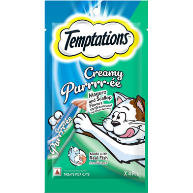 Temptations Creamy Purrrr-ee Cat Treats Maguro and Scallop Flavour (48gm x 4) image