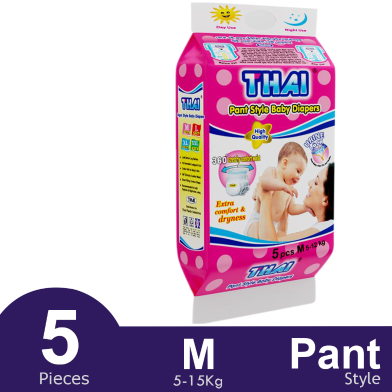 Thai Pant System Baby Diapers (M Size) (5-12kg) (5pcs) image