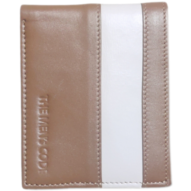 The Men's Code Brown-White Color Contrast Leather Wallet for Men - MWC001 image