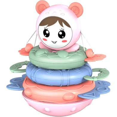 Three-in-One Tumbler Teether Sound Rattle Baby Fitness Educational Toy CN - 1pcs (Any Color) image