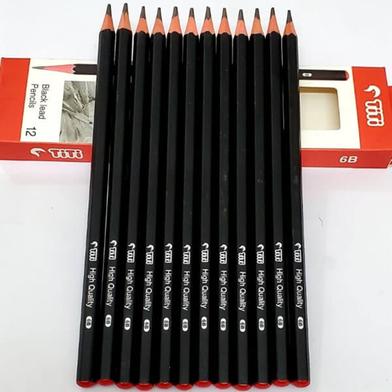 Titi Artist Drawing Black Lead Pencils 6B 12 Pencils/Box image