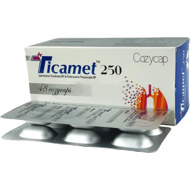 Ticamet 50 mcg Plus 250 mcg Inhalation 6's Strip Capsule image