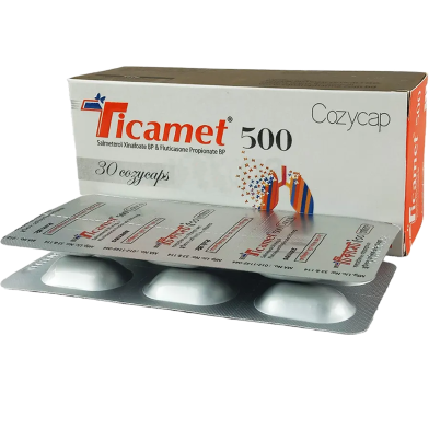 Ticamet 50 mcg Plus 500 mcg Inhalation 6's Strip Capsule image