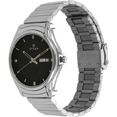 Titan Black Dial Stainless Steel Strap Watch - 1578SM04 image