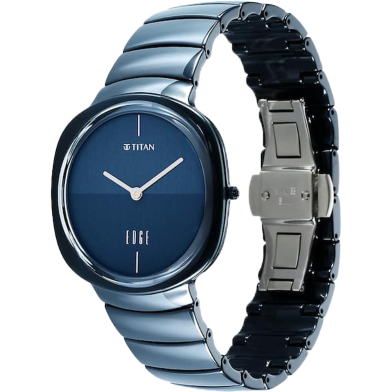 Titan Edge Squircle Blue Dial Ceramic Strap Watch for Men - 1841QC04 image