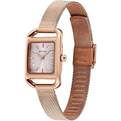 Titan Horizon Quartz Analog Pink Dial Stainless Steel Strap Watch For Women - 95298WM01 image