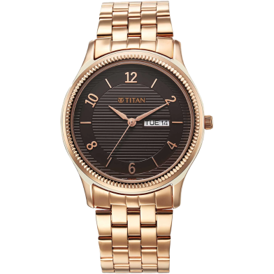 Titan Karishma Brown Dial Analog with Day and Date Stainless Steel Strap Watch for Men - 1824WM01 image