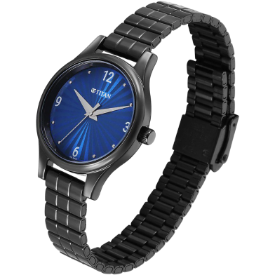 Titan Karishma Quartz Analog Blue Dial Black Stainless Steel Strap Watch For Women - 2759NM01 image