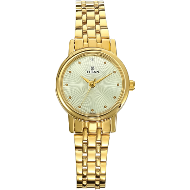 Titan Karishma Quartz Analog Silver Dial Golden Stainless Steel Strap Watch For Women - 2758YM01 image