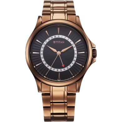 Titan Karishma Quartz Analog with Date Black Dial Stainless Steel Strap Watch For Men - 10038QM01 image