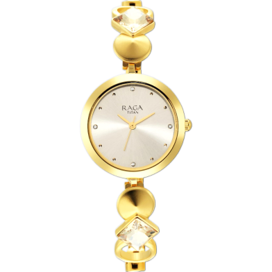 Titan Love All Watch With Champagne Dial And Brass Strap image