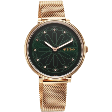 Titan Marhaba Green Dial Women Watch With Stainless Steel Strap - 2673WM03 image