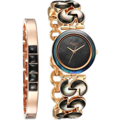 Titan Mop Round Dial Rose Gold Strap Watch For Woman image
