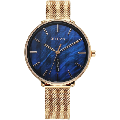 Titan Neo Analog with Day and Date Mother Of Pearl Dial Rose Gold Color Stainless Steel Strap Watch For Women - 2763WM01 image