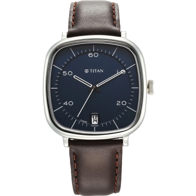 Titan Neo Curve Quartz Analog Anthracite Dial Brown Leather Strap Watch for Men - 1885SL03 image
