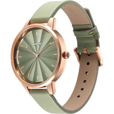 Titan Neo Green Dial Leather Strap Watch for Women - 2648WL06 image