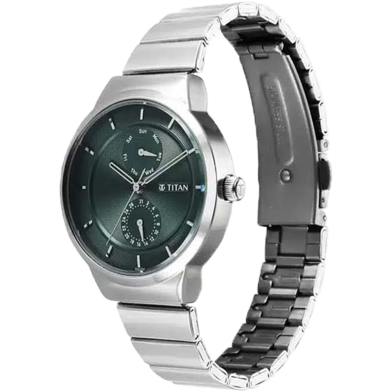 Titan Neo Multifunction Green Dial Silver Color Stainless Steel Strap Watch For Women - 2761SM01 image