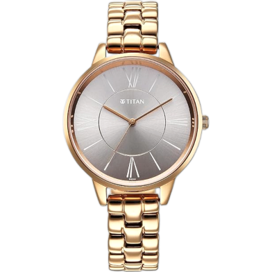 Titan Neo Quartz Analog Grey Dial Rose Gold Metal Strap Watch For Women image