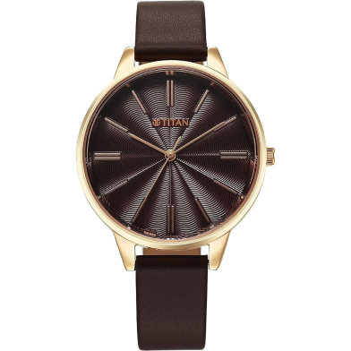 Titan Neo Quartz Analog Maroon Dial Leather Strap Watch For Women - 2648WL09 image