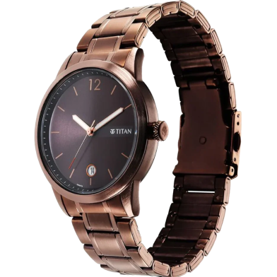 Titan Neo Splash Quartz Analog with Date Brown Dial Stainless Steel Strap Watch for Men - 1849KM04 image