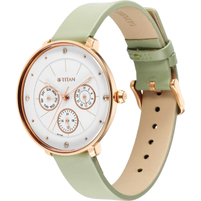 Titan Neo White Dial Leather Strap Watch for Women - 2651WL09 image