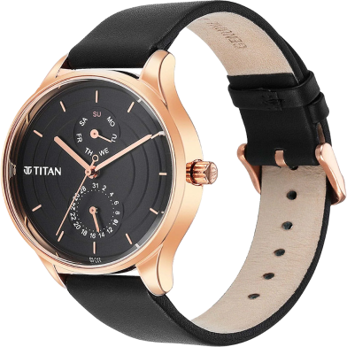Titan Neo Workdays Black Dial Leather Strap Watch - 2670WL07 image