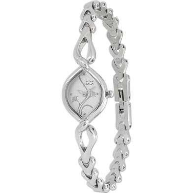 Titan Quartz Analog Silver Dial Metal Strap Watch For Women image
